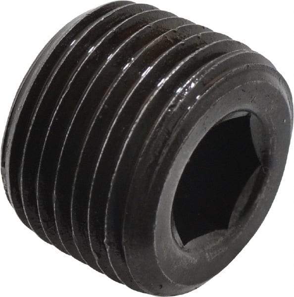 Unbrako - 3/8-18, 1/2" OAL, Alloy Steel Socket Pressure Plug - 3/4" Taper per Foot, 5/16" Hex Key - USA Tool & Supply