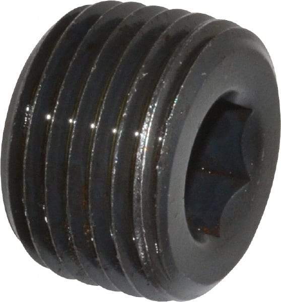Unbrako - 1/2-14, 9/16" OAL, Alloy Steel Socket Pressure Plug - 3/4" Taper per Foot, 3/8" Hex Key - USA Tool & Supply