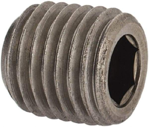 Unbrako - 1/16-27, 5/16" OAL, Stainless Steel Socket Pressure Plug - 3/4" Taper per Foot, 5/32" Hex Key - USA Tool & Supply
