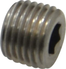 Unbrako - 1/4-18, 7/16" OAL, Stainless Steel Socket Pressure Plug - 3/4" Taper per Foot, 1/4" Hex Key - USA Tool & Supply