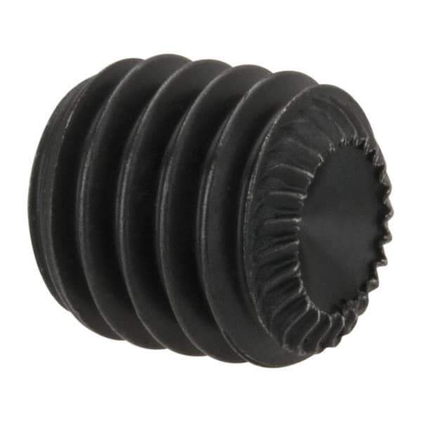 Unbrako - M8, 8mm OAL, Knurled Cup Point Set Screw - Grade 45H Alloy Steel, 4mm Key - USA Tool & Supply