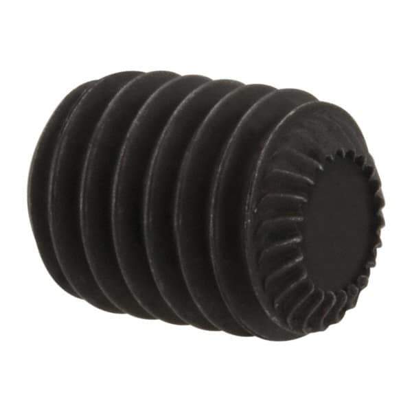 Unbrako - M8, 10mm OAL, Knurled Cup Point Set Screw - Grade 45H Alloy Steel, 4mm Key - USA Tool & Supply
