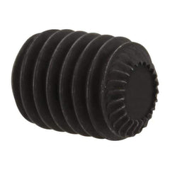 Unbrako - M8, 10mm OAL, Knurled Cup Point Set Screw - Grade 45H Alloy Steel, 4mm Key - USA Tool & Supply