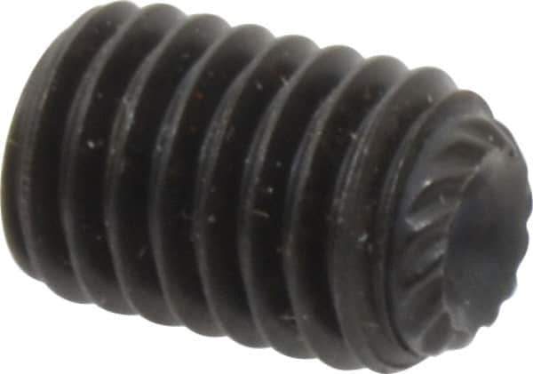 Unbrako - M8, 12mm OAL, Knurled Cup Point Set Screw - Grade 45H Alloy Steel, 4mm Key - USA Tool & Supply