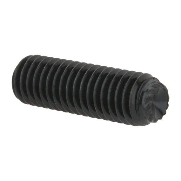 Unbrako - M8, 25mm OAL, Knurled Cup Point Set Screw - Grade 45H Alloy Steel, 4mm Key - USA Tool & Supply