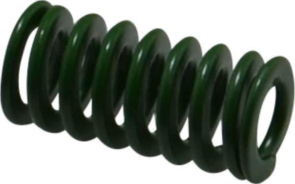 Associated Spring Raymond - 12.5mm Hole Diam, 6.3mm Rod Diam, 1" Free Length, Green Die Spring - 241 N Max Deflection, 10.3mm Max Deflection, Light Duty, Chromium Alloy Steel - USA Tool & Supply