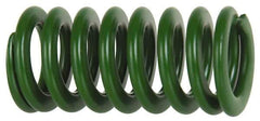 Associated Spring Raymond - 63mm Hole Diam, 38mm Rod Diam, 3" Free Length, Green Die Spring - 5076 N Max Deflection, 71mm Max Deflection, Light Duty, Chromium Alloy Steel - USA Tool & Supply