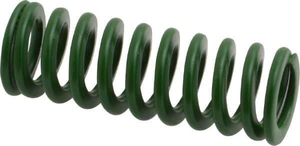 Associated Spring Raymond - 16mm Hole Diam, 8mm Rod Diam, 1-3/4" Free Length, Green Die Spring - 307.8 N Max Deflection, 18mm Max Deflection, Light Duty, Chromium Alloy Steel - USA Tool & Supply