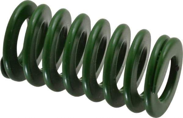 Associated Spring Raymond - 20mm Hole Diam, 10mm Rod Diam, 1-1/2" Free Length, Green Die Spring - 499.5 N Max Deflection, 15mm Max Deflection, Light Duty, Chromium Alloy Steel - USA Tool & Supply