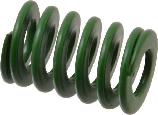 Associated Spring Raymond - 25mm Hole Diam, 12.5mm Rod Diam, 1-1/2" Free Length, Green Die Spring - 930 N Max Deflection, 15mm Max Deflection, Light Duty, Chromium Alloy Steel - USA Tool & Supply