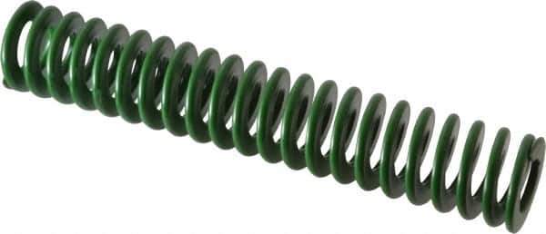 Associated Spring Raymond - 25mm Hole Diam, 12.5mm Rod Diam, 5-1/2" Free Length, Green Die Spring - 856.8 N Max Deflection, 56mm Max Deflection, Light Duty, Chromium Alloy Steel - USA Tool & Supply