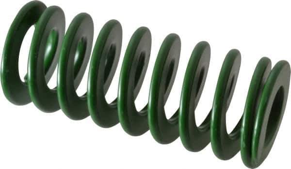 Associated Spring Raymond - 32mm Hole Diam, 16mm Rod Diam, 3" Free Length, Green Die Spring - 1320 N Max Deflection, 30mm Max Deflection, Light Duty, Chromium Alloy Steel - USA Tool & Supply