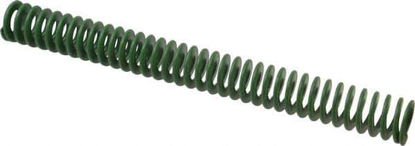 Associated Spring Raymond - 32mm Hole Diam, 16mm Rod Diam, 12" Free Length, Green Die Spring - 1256.6 N Max Deflection, 122mm Max Deflection, Light Duty, Chromium Alloy Steel - USA Tool & Supply