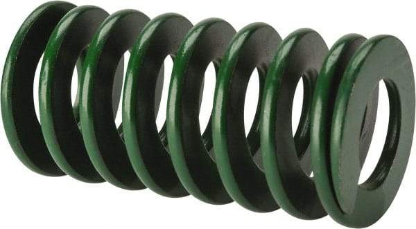 Associated Spring Raymond - 40mm Hole Diam, 20mm Rod Diam, 3" Free Length, Green Die Spring - 1890 N Max Deflection, 30mm Max Deflection, Light Duty, Chromium Alloy Steel - USA Tool & Supply