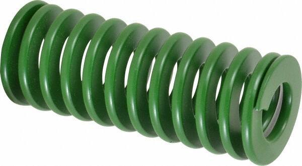 Associated Spring Raymond - 50mm Hole Diam, 25mm Rod Diam, 5" Free Length, Green Die Spring - 3621 N Max Deflection, 51mm Max Deflection, Light Duty, Chromium Alloy Steel - USA Tool & Supply