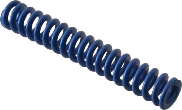 Associated Spring Raymond - 12.5mm Hole Diam, 6.3mm Rod Diam, 3" Free Length, Blue Die Spring - 294.8 N Max Deflection, 28.9mm Max Deflection, Medium Duty, Chromium Alloy Steel - USA Tool & Supply