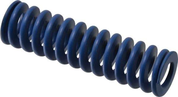 Associated Spring Raymond - 25mm Hole Diam, 12.5mm Rod Diam, 3-1/2" Free Length, Blue Die Spring - 1260.6 N Max Deflection, 33mm Max Deflection, Medium Duty, Chromium Alloy Steel - USA Tool & Supply