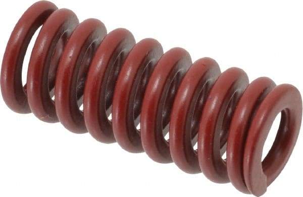 Associated Spring Raymond - 16mm Hole Diam, 8mm Rod Diam, 1-1/2" Free Length, Red Die Spring - 552.9 N Max Deflection, 11.4mm Max Deflection, Strong Duty, Chromium Alloy Steel - USA Tool & Supply