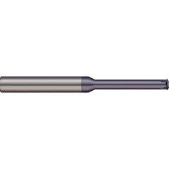 Single Profile Thread Mill: 8-32 to 8-56, 32 to 56 TPI, Internal & External, 3 Flutes, Solid Carbide 0.12″ Cut Dia, 3/16″ Shank Dia, 2″ OAL, AlTiN Coated