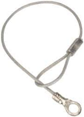 Made in USA - 6" Long, Steel Cable Loop & Eye End, Quick Release Pin Lanyard - 3/64" Cable Diam, #10 Hole Diam, Nylon Cable, Galvanized Finish - USA Tool & Supply