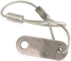 Made in USA - 6" Long, Steel Cable Loop & Tab with Hole End, Quick Release Pin Lanyard - 3/64" Cable Diam, 13/64" Hole Diam, Nylon Cable, Galvanized Finish - USA Tool & Supply