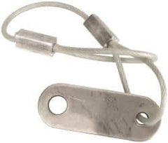 Made in USA - 6" Long, Steel Cable Loop & Tab with Hole End, Quick Release Pin Lanyard - 3/64" Cable Diam, 13/64" Hole Diam, Nylon Cable, Galvanized Finish - USA Tool & Supply
