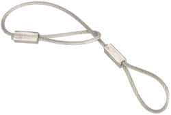 Made in USA - 6" Long, Steel Cable Loop & Loop End, Quick Release Pin Lanyard - 3/64" Cable Diam, Nylon Cable, Galvanized Finish - USA Tool & Supply