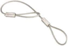 Made in USA - 6" Long, Steel Cable Loop & Loop End, Quick Release Pin Lanyard - 3/64" Cable Diam, Nylon Cable, Galvanized Finish - USA Tool & Supply
