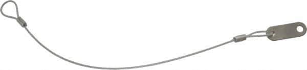 Made in USA - 12" Long, Steel Cable Loop & Tab with Hole End, Quick Release Pin Lanyard - 3/64" Cable Diam, 13/64" Hole Diam, Nylon Cable, Galvanized Finish - USA Tool & Supply