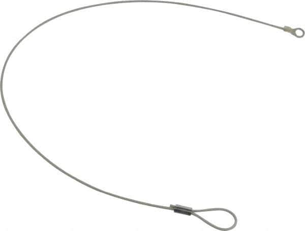 Made in USA - 18" Long, Steel Cable Loop & Eye End, Quick Release Pin Lanyard - 3/64" Cable Diam, #10 Hole Diam, Nylon Cable, Galvanized Finish - USA Tool & Supply