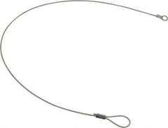 Made in USA - 18" Long, Steel Cable Loop & Eye End, Quick Release Pin Lanyard - 3/64" Cable Diam, #10 Hole Diam, Nylon Cable, Galvanized Finish - USA Tool & Supply