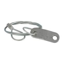Made in USA - 18" Long, Steel Cable Loop & Tab with Hole End, Quick Release Pin Lanyard - 3/64" Cable Diam, 13/64" Hole Diam, Nylon Cable, Galvanized Finish - USA Tool & Supply