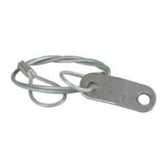 Made in USA - 18" Long, Steel Cable Loop & Tab with Hole End, Quick Release Pin Lanyard - 3/64" Cable Diam, 13/64" Hole Diam, Nylon Cable, Galvanized Finish - USA Tool & Supply