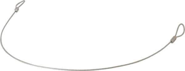Made in USA - 18" Long, Steel Cable Loop & Loop End, Quick Release Pin Lanyard - 3/64" Cable Diam, Nylon Cable, Galvanized Finish - USA Tool & Supply