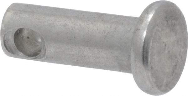 Made in USA - 3/16" Pin Diam, 1/2" OAL, Standard Clevis Pin - 3/32" Hole, 13/32" Usable Length, Uncoated Stainless Steel - USA Tool & Supply