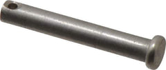 Made in USA - 1/4" Pin Diam, 1-5/8" OAL, Standard Clevis Pin - 3/32" Hole, 1-17/32" Usable Length, Uncoated Stainless Steel - USA Tool & Supply