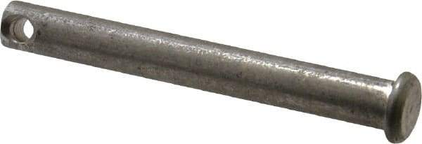 Made in USA - 5/16" Pin Diam, 2-1/2" OAL, Standard Clevis Pin - 9/64" Hole, 2-23/64" Usable Length, Uncoated Stainless Steel - USA Tool & Supply