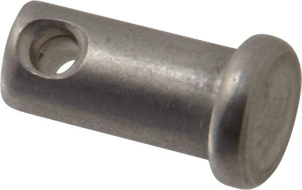 Made in USA - 3/8" Pin Diam, 3/4" OAL, Standard Clevis Pin - 5/32" Hole, 19/32" Usable Length, Uncoated Stainless Steel - USA Tool & Supply