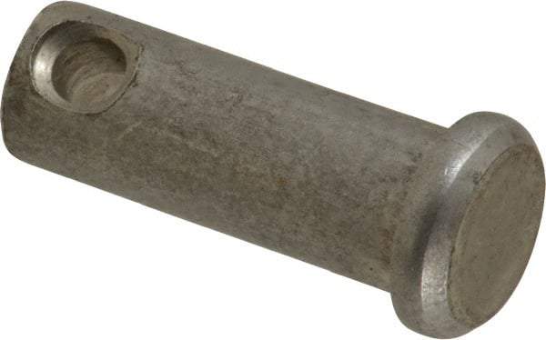 Made in USA - 3/8" Pin Diam, 1" OAL, Standard Clevis Pin - 5/32" Hole, 27/32" Usable Length, Uncoated Stainless Steel - USA Tool & Supply