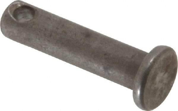 Made in USA - 3/16" Pin Diam, 3/4" OAL, Standard Clevis Pin - 3/32" Hole, 21/32" Usable Length, Uncoated Steel - USA Tool & Supply