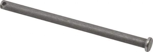 Made in USA - 1/4" Pin Diam, 4" OAL, Standard Clevis Pin - 3/32" Hole, 3-29/32" Usable Length, Uncoated Steel - USA Tool & Supply