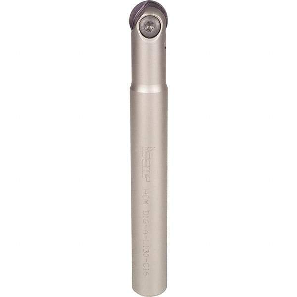 Iscar - 5/8" Cut Diam, 1" Shank Diam, 6.7" OAL, Indexable Ball Nose End Mill - 2.4" Head Length, Straight Shank, HCM D.62 Toolholder, HBF-QF, HBR-QF, HCD-QF, HCR Insert - USA Tool & Supply