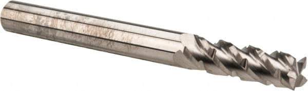 Accupro - 3/16" Diam, 5/8" LOC, 4 Flute Solid Carbide Roughing & Finishing Square End Mill - Uncoated, 2" OAL, 3/16" Shank Diam, Straight Shank, 40° Helix, Centercutting, Regular Length - USA Tool & Supply