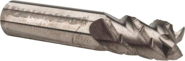 Accupro - 3/8" Diam, 5/8" LOC, 4 Flute Solid Carbide Roughing & Finishing Square End Mill - Uncoated, 2" OAL, 3/8" Shank Diam, Straight Shank, 40° Helix, Centercutting, Stub Length - USA Tool & Supply