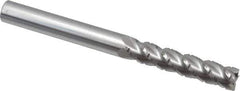 Accupro - 3/8" Diam, 1-3/4" LOC, 4 Flute Solid Carbide Roughing & Finishing Square End Mill - Uncoated, 4" OAL, 3/8" Shank Diam, Straight Shank, 40° Helix, Centercutting, Extra Long Length - USA Tool & Supply