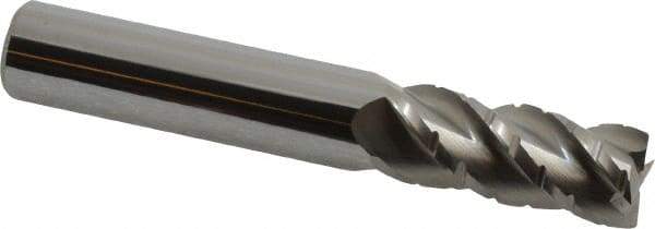 Accupro - 7/16" Diam, 1" LOC, 4 Flute Solid Carbide Roughing & Finishing Square End Mill - Uncoated, 2-3/4" OAL, 7/16" Shank Diam, Straight Shank, 40° Helix, Centercutting, Regular Length - USA Tool & Supply