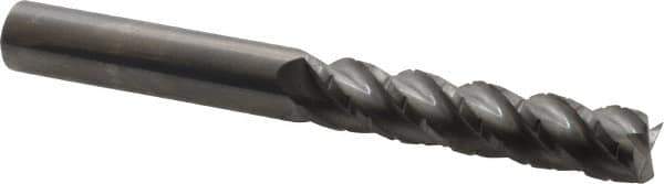 Accupro - 7/16" Diam, 2" LOC, 4 Flute Solid Carbide Roughing & Finishing Square End Mill - Uncoated, 4" OAL, 7/16" Shank Diam, Straight Shank, 40° Helix, Centercutting, Long Length - USA Tool & Supply