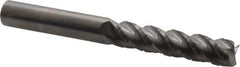 Accupro - 7/16" Diam, 2" LOC, 4 Flute Solid Carbide Roughing & Finishing Square End Mill - Uncoated, 4" OAL, 7/16" Shank Diam, Straight Shank, 40° Helix, Centercutting, Long Length - USA Tool & Supply