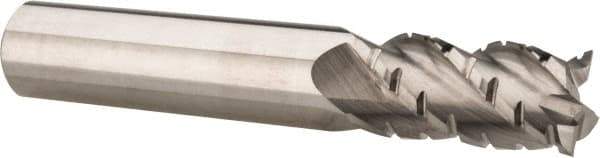 Accupro - 1/2" Diam, 1" LOC, 4 Flute Solid Carbide Roughing & Finishing Square End Mill - Uncoated, 3" OAL, 1/2" Shank Diam, Straight Shank, 40° Helix, Centercutting, Regular Length - USA Tool & Supply