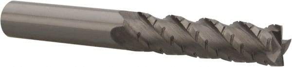 Accupro - 1/2" Diam, 2" LOC, 4 Flute Solid Carbide Roughing & Finishing Square End Mill - Uncoated, 4" OAL, 1/2" Shank Diam, Straight Shank, 40° Helix, Centercutting, Long Length - USA Tool & Supply